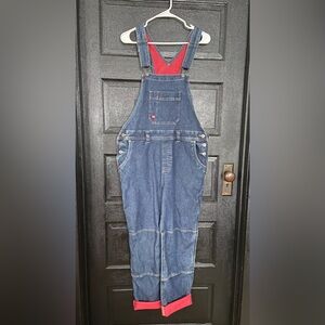 Dickies Blue Denim Overalls with Red Accents